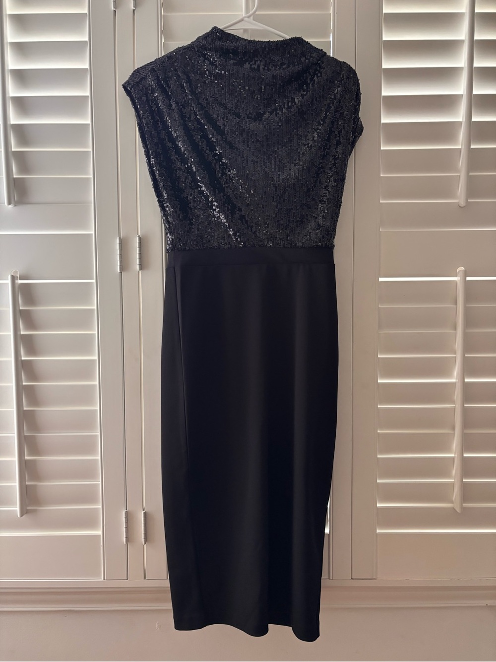 Express Black Sequin Bodice Midi Dress